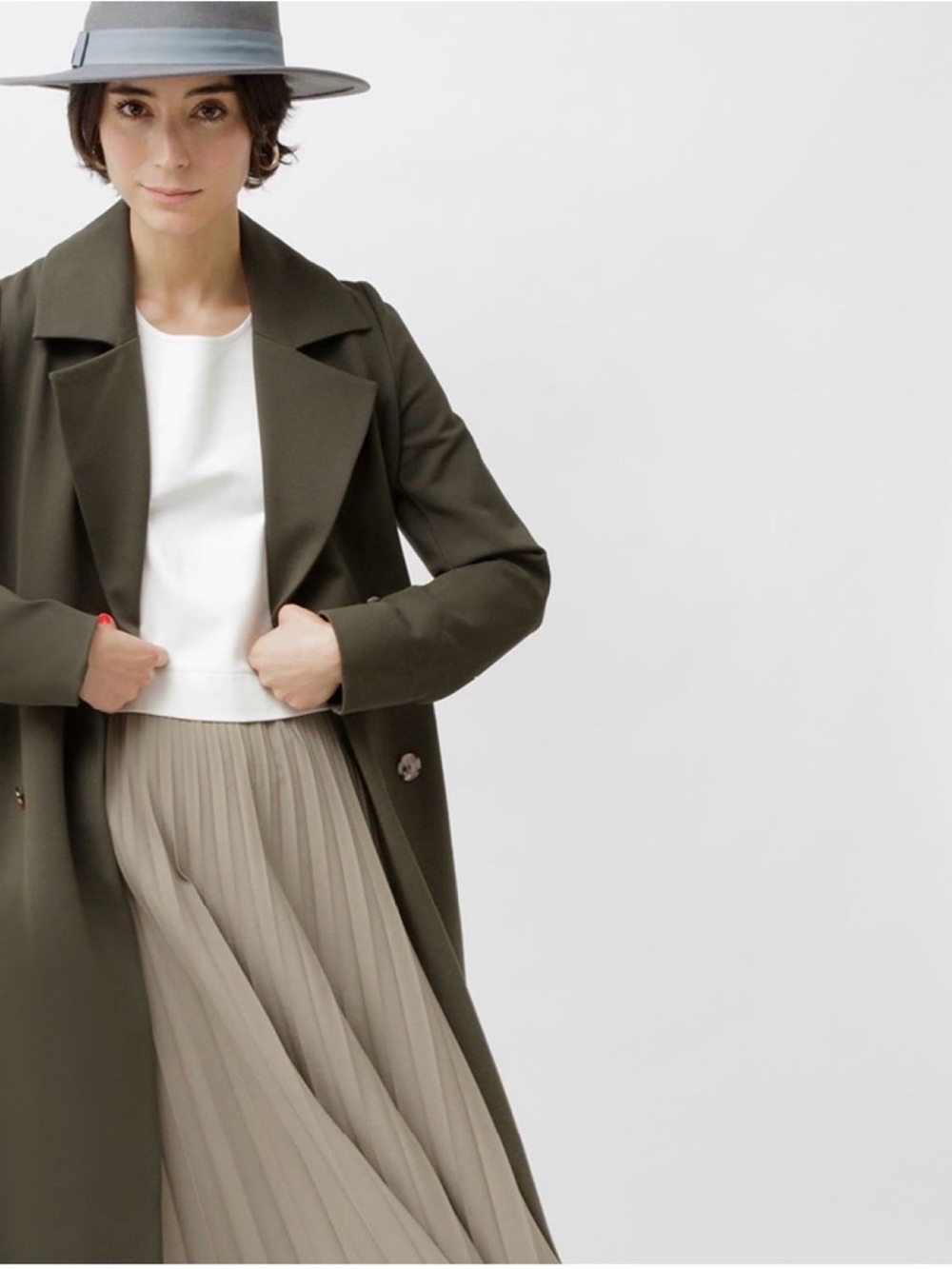 Classic Six Ali Coat Sz4 - long, trench-style, double-breasted Army/Olive Green - Picture 7 of 14